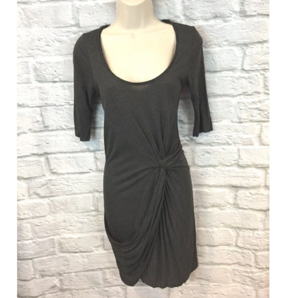 AllSaints Dark Gray Fitted Twain Jersey Dress - Picture 2 of 8